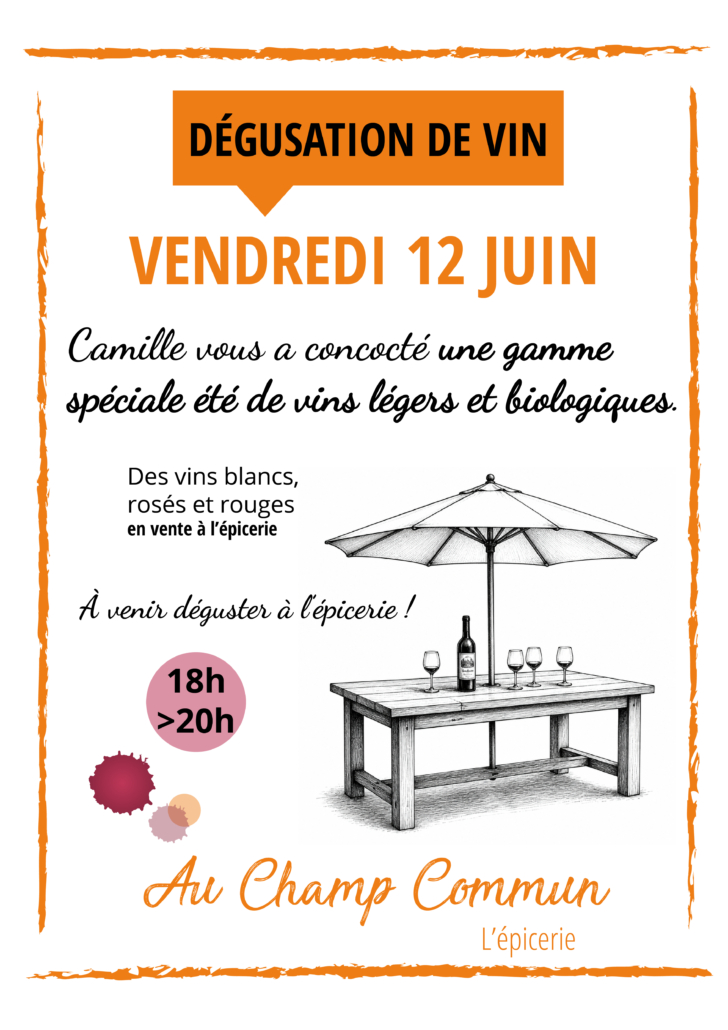 Dégustation de vin 12 juin